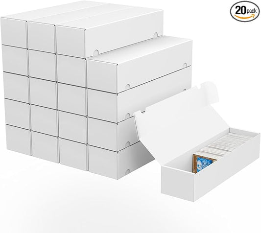 Trading Card Storage Box, 20-Pack 1100 Count White Corrugated Cardboard Bulk Sports Storage Box for TCG/Magic/Mtg Basketball Cards, Collectible Trading Cards
