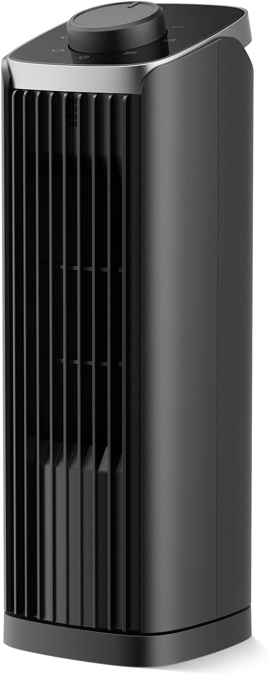PNTCK Tower Fan for Bedroom, 13.1'' Quiet Desk Fan with 23ft/s, 3 Speeds, 70° Oscillating Fans with Knob Control, Portable Table Fans Bladeless Fan for Indoor Room, Home, Office, Desktop