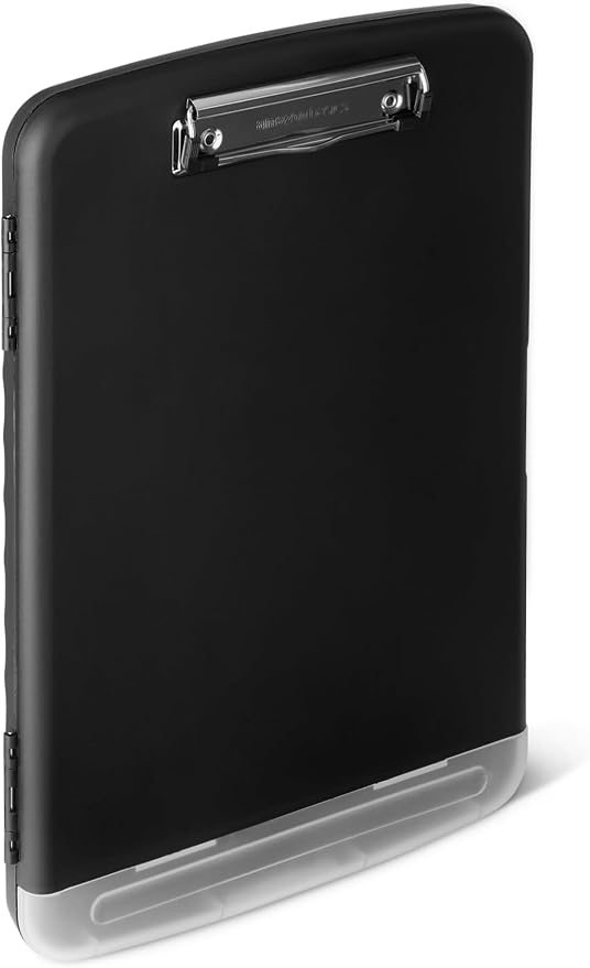 Amazon Basics High Capacity Nursing Clipboard with Storage and Pen Holder, 14.37 x 9.84 x 1.49 inches, Black (Pack of 12)