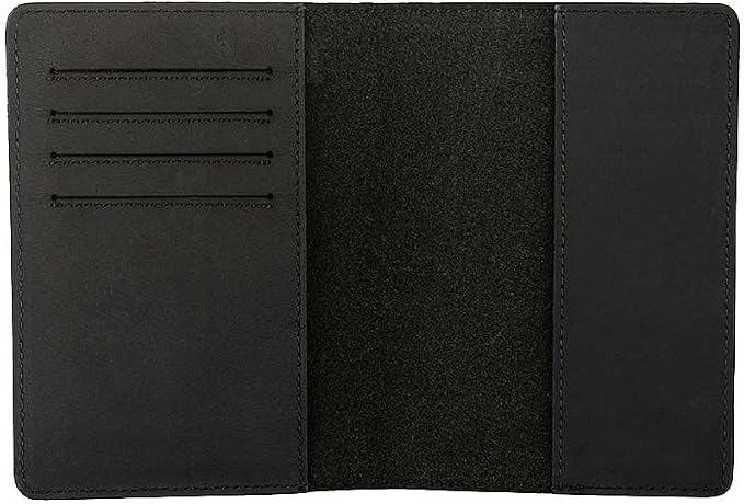 Genuine Leather Passport Holder Travel Wallet RFID Passport Cover Case for Women Men (Black)