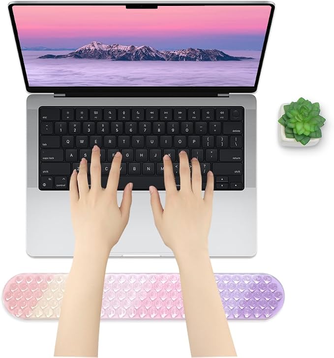 Keyboard & Mouse Wrist Rest Set, Wrist Gel Pad, Wrist Rest for Computer Keyboard Mouse, Cool Ergonomic Wrist Pain Relief Wrist Support Pad for Office School Home Laptop (Pink and Purple)