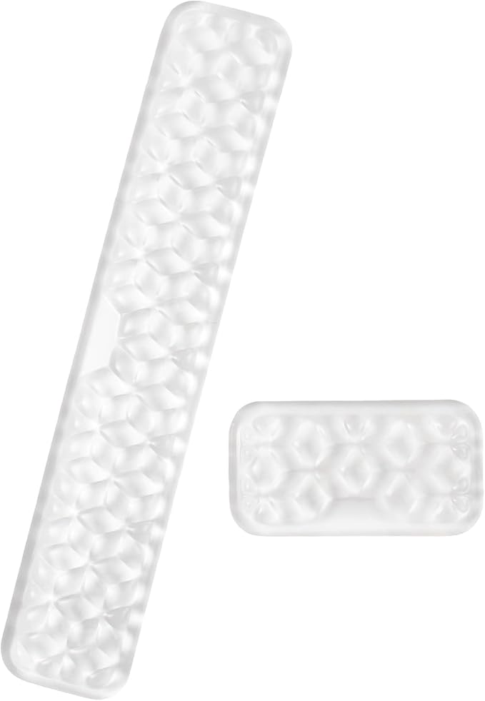 Gel Keyboard and Mouse Wrist Rest Set – Water Ripple Wrist Rest for Computer Keyboard 60%/68%/75%, Comfort & Support for Typing and Gaming (White)
