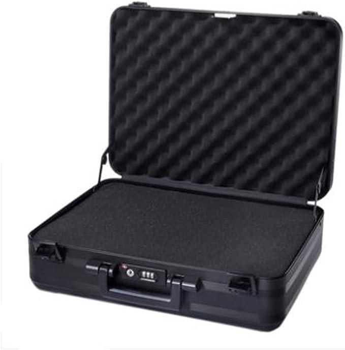 Aluminum Briefcase 18.1X13.8X4.5 Inch Metal Toolkit Box Family Medical Case Cash Suitcase Equipment Electronic Instruments Case with Foam