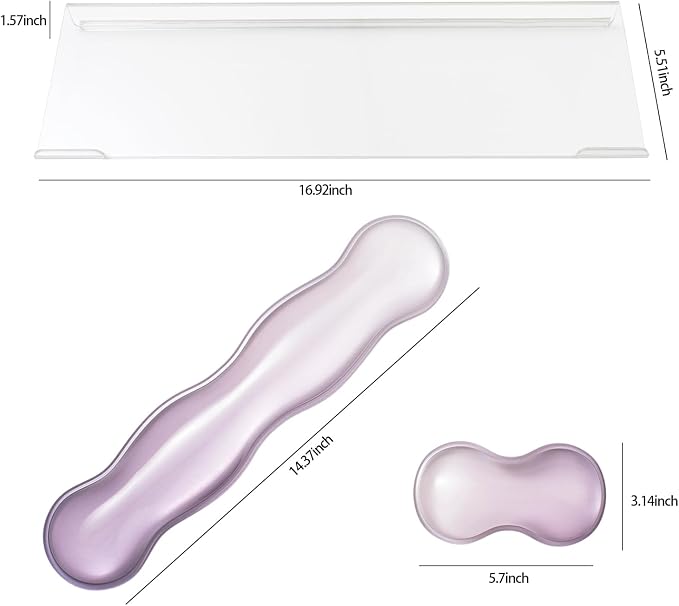 16.9 in Computer Acrylic Keyboard Stand for Desktop, Ergonomic Clear Gel Wrist Rest for Keyboard and Mouse,Laptop,Typing