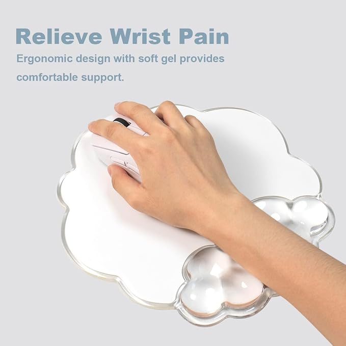 Cloud Mouse Pad with Wrist Rest Support, Erogonomic Mousepad for Office | Cooling Comfort Pain & Fatigue Relief Easy to Clean Office Accessories