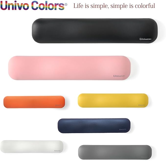 UnivoColors Design-Medium Wave Keyboard Wrist Rest of Medium, Artificial Sheepskin+Memory Foam+Ergonomic+Anti-Slip Gel, Resilience Support During Work and Gaming,Keyboard Accessory,Navy