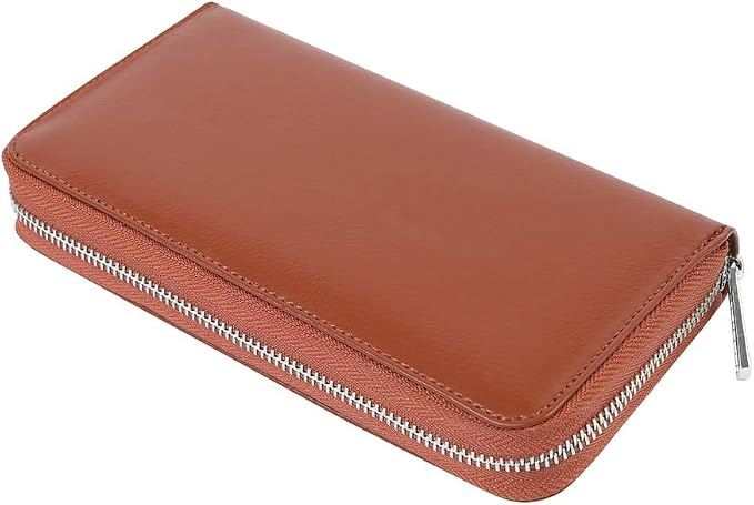 Women 36 Slots RFID Blocking Card Holder Large Long Leather Zipper Organizer Accordion Wallet,Brown