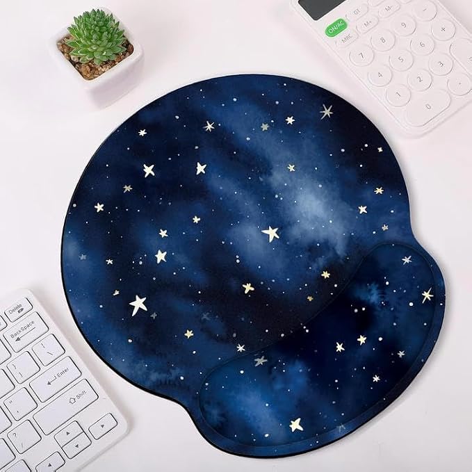 KONVINIT Ergonomic Mouse Pad with Wrist Rest, Small Mousepad with Non-Slip Rubber Base and Smooth Surface, Blue Mouse Pads for Desk, Office Desk Accessories