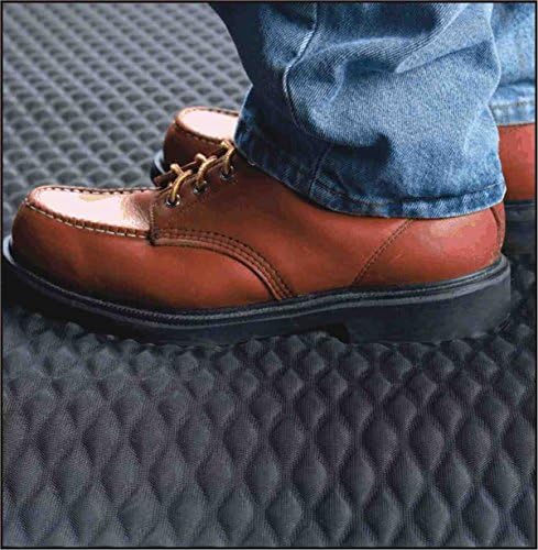 American Floor Mats Hog Heaven Premium 7/8" Black & Yellow Border 4' x 12' Nitrile Backed Anti-Fatigue Comfort Mat