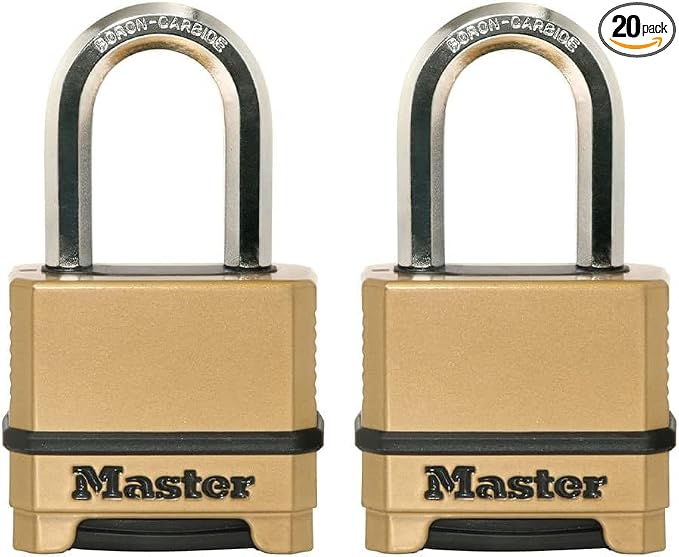 Master Lock Combination Padlock Gold | Heavy Duty | Weather Resistant | Resettable | For Outdoor Use | Pack of 20