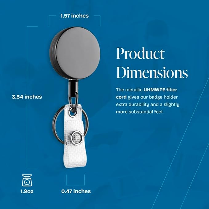 Will Well 2 Pack Retractable Keychain - Heavy Duty Metal Badge Reel - Black | ID Badge Holder Reel with Metal Casing with 27.5"UHMWPE Fiber Pull Cord for Durability and Easy Access - Holds up to 8 Keys