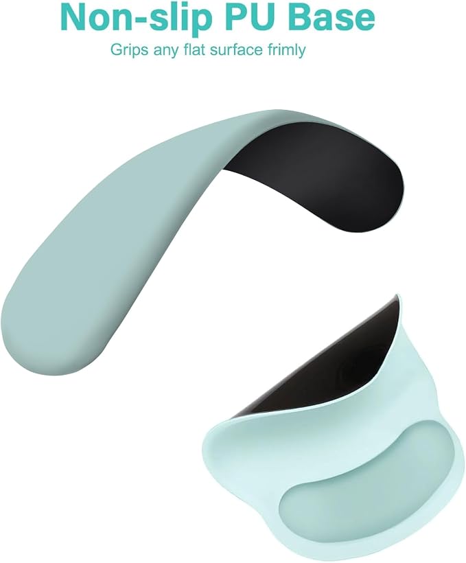 MOSISO Wrist Rest Support for Mouse Pad&Keyboard Set, Aquamarine | Circle Curved Ergonomic Mousepad Non-Slip Base Home/Office Pain Relief&Easy Typing Pad with Soft Cloth&Silicone Lining