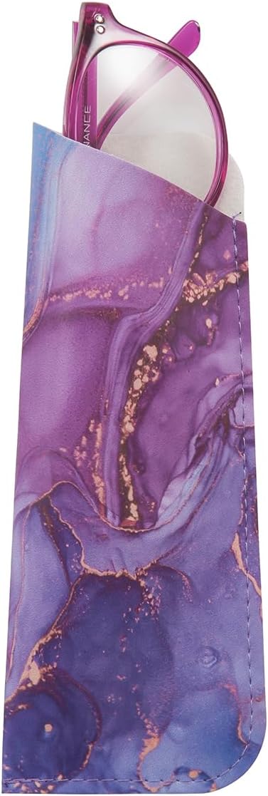 TRIUMPH VISION 3 Pack Reading Glasses Pouch Soft Case Eyeglass Sleeve Slim | Alternative to Bulky Case in bag, Lightweight Lined Padded Protect Optical lens Slip in, Cute Pattern Portable for Daily Use