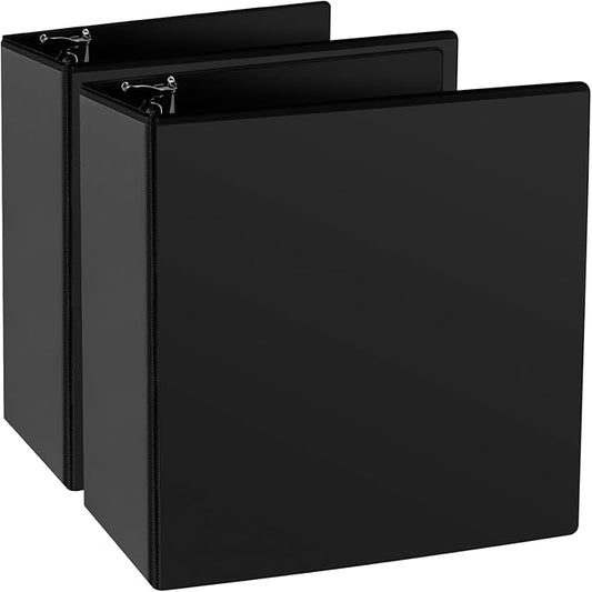 CIXILDTS 4" 3 Ring Binder, Standard 4-Inch Slant-D Ring Binder Fit Letter Size Paper, Presentation View Binders, 2 Packs, Black