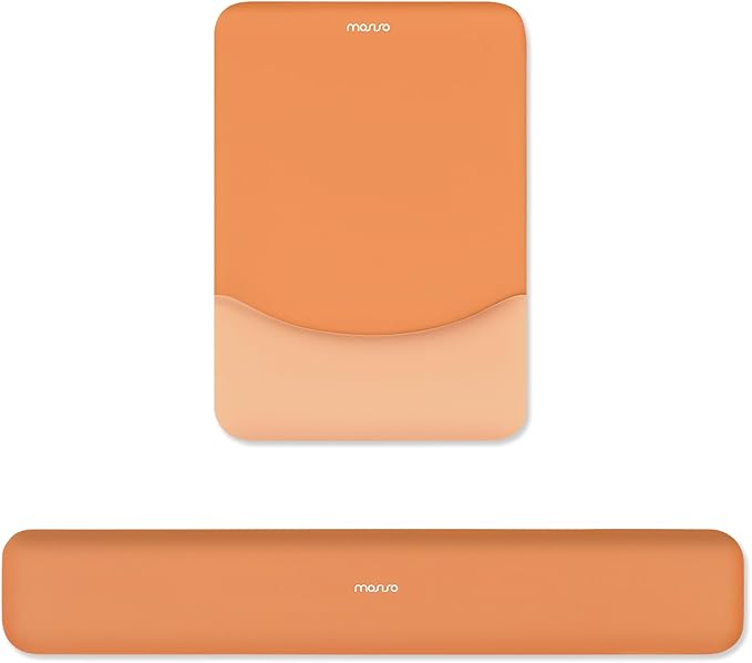 MOSISO Wrist Rest Support Mouse Pad & Keyboard Set, Cosmic Orange | Rectangular Ergonomic Mousepad, Non-Slip Base, Home/Office Pain Relief & Easy Typing, Neoprene Cloth & Raised Silicone Lining
