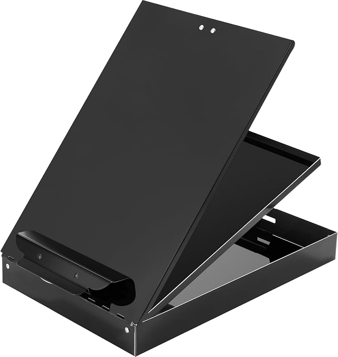 1 Pieces Metal Storage Clipboard Letter Size Heavy Duty Aluminum Clip Board 14'' x 9.06'' x 2.95'' Contractor Clipboard Dual Storage Form Holder Paper Holder with High Capacity Clip