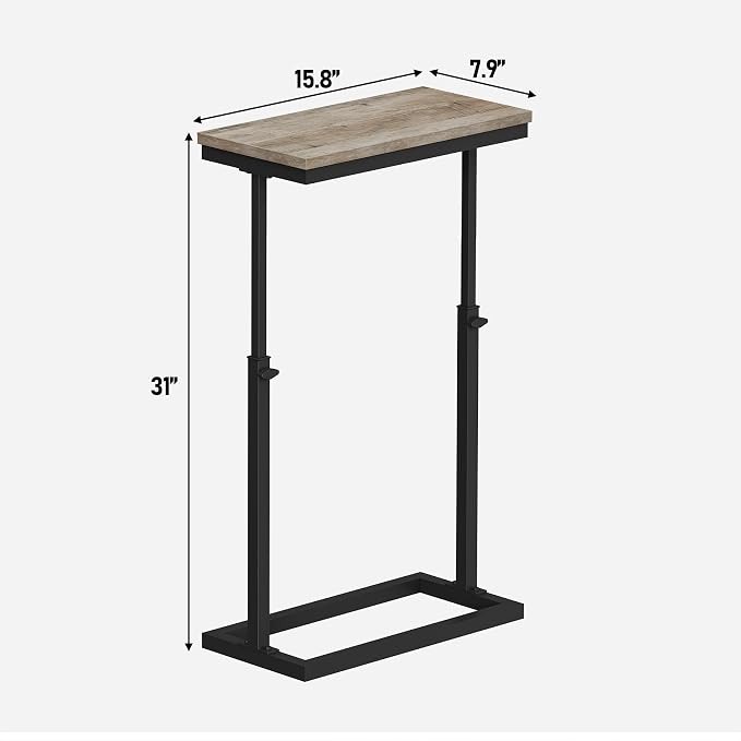 TUTOTAK End Table, Side Table, Tall Couch Table, Sofa Table | for living Room, Bedroom, Greige TB01BG083