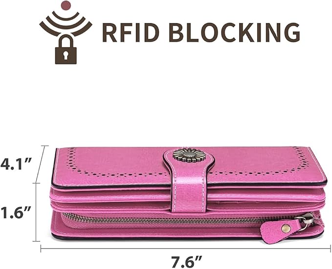 SENDEFN Wallets for Women Leather Credit Card Holder with RFID Blocking Large Capacity Wristlet | with RFID Blocking