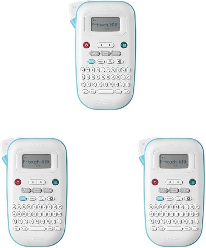 Brother P-Touch PT-N10 Personal Handheld Label Maker, Portable and Prints, P-Touch Btag ~½” (12mm) Wide Color Personalized Label Tapes, (Pack of 3)