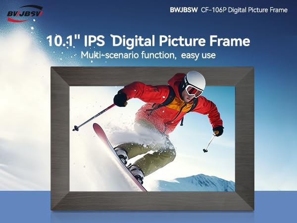 10.1 Inch Digital Picture Frame with 32GB Storage, WiFi Digital Photo Frame 1280x800 HD IPS Touchscreen, Easy Setup for Photo & Video Sharing via Free App, Black