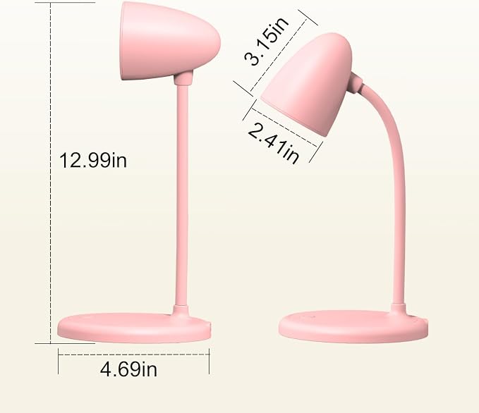 LED Desk Lamp for Home Office,Dimmable Table Lamp 3 Light Colors | Reading Light for Bedside Small Desk Lamp for College Dorm Room,Bedroom Desk Light Pink