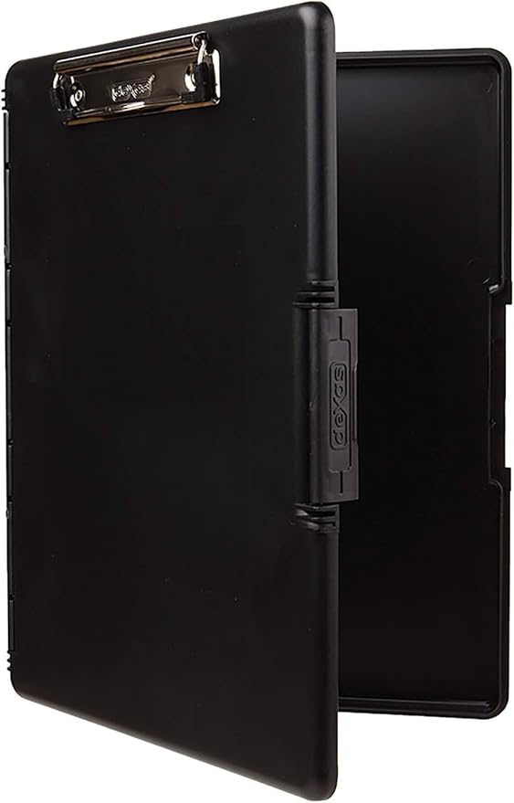Dexas Slimcase 2 Plastic Clipboard with Storage and Side Opening,Black,Office Supplies Clipboards to Organize,Carry and Store,A4 Holder,Style-and Functionality Nursing Clipboards,(Pack of 6)
