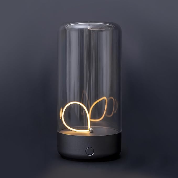 Mini Minimalist Table Lamp, Cordless Rechargeable Ambient Light, Dark Gray