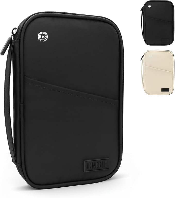 Passport Holder Travel Wallet, Black | RFID Blocking, Waterproof, Multiple Compartments, Multiple Compartments, For Men and Women