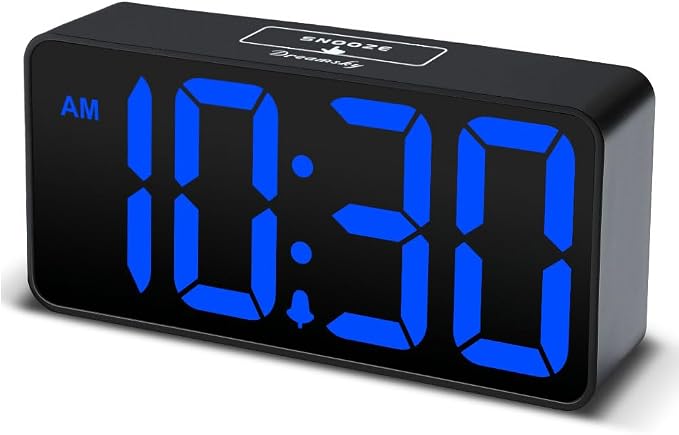 DreamSky Small Digital Alarm Clock for Bedroom with Large Big Numbers | Electric Bedside Desk Clock with USB Charging Port, Brightness Dimmer, Adjustable Alarm Volume, USB-C Adapter Powered