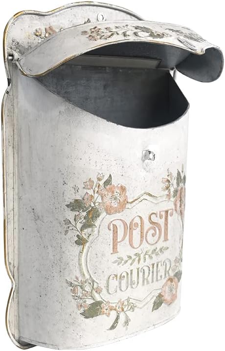 BIG FORTUNE Wall Mount Mailbox for House Outside Vintage Metal Door Mailbox Antique Style Nostalgic Charm Home Decor Garden Vintage English Cottage Decor Flower Patter
