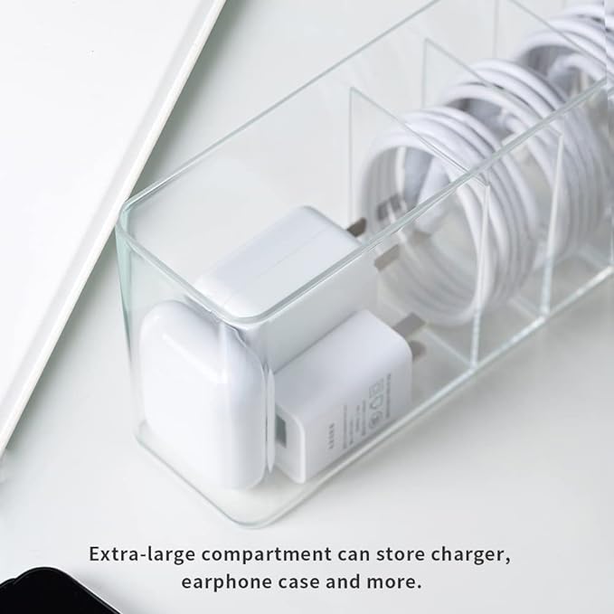 Charger Cable Cord Storage Organizer Box - Easy Storage Without Cable Ties - 1 Pack With Lid