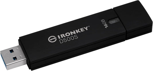 Kingston Ironkey D500S 16GB Encrypted Flash Drive | Dual Hidden Partition | FIPS 140-3 Level 3 | XTS-AES 256-bit | BadUSB and Brute Force Protection | Multi-Pin Option | IKD500S/16GB,Black