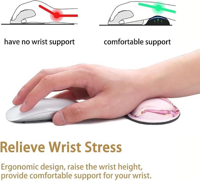 MXCOIRTP Wrist Rest for Mouse, Ergonomic Memory Foam Wrist Cushion Support Pad, Mouse Wrist Pad with Non-Slip Base for Typing Pain Relief, Office, Home, Gaming, Computer