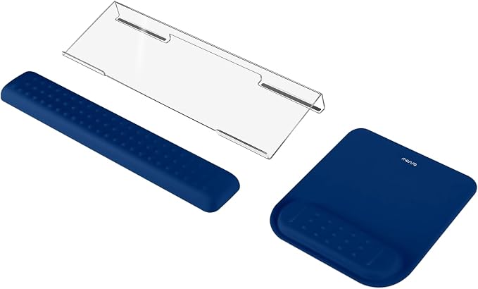 MOSISO Keyboard Stand&Wrist Rest Support for Keyboard &Mouse Pad Set | Ergonomic Massage Wrist Rest Set, Easy Typing Working Acrylic Clear Stand for Office Home, Navy Blue