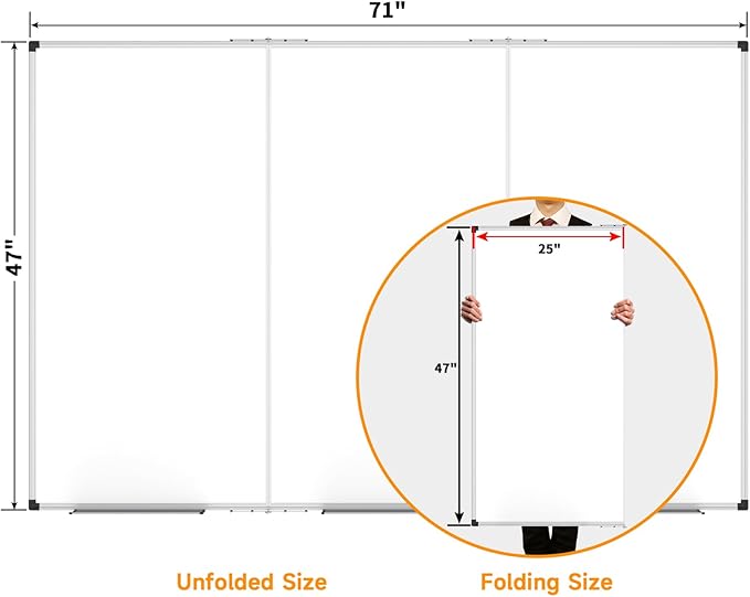 XBoard Magnetic Whiteboard 72 x 48 Inch, 6'x4' Dry Erase Board with Aluminum Frame | Foldable Wall-Mounted Whiteboard for Home Office, Classroom, Conference Room | 6' x 4' Foldable Dry Erase Board, Silver Aluminum Frame,Wall-Mounted Whiteboard for Home...