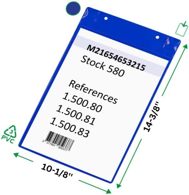 Tarifold Magnetic Identification Pockets, Multi-Size, Blue, 5 Pack | 5 magnetic identification pockets, fits multiple document sizes, full magnetic backing, blue frames, quick document changes