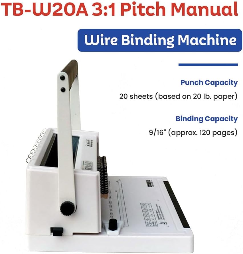 TruBind Manual Wire Binding Machine | 22 Sheet Punch Capacity | Bind up to 120 Sheets | 34 Fully Disengageable Dies | 3:1 Pitch | 2-Year Warranty