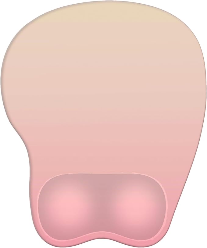 Mouse Pad with Wrist Rest Ergonomic Mouse Pad with Comfortable M-Shape Pain Relief Wrist Support Non-Slip PU Base Mousepad for Laptop, Office & Home (Peach Pink)