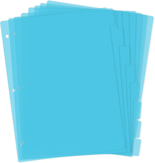 3 Ring Dark Blue Binder Dividers with 8-Tabs, A4 Blue Binder Dividers, Sturdy Plastic Divider, Aesthetic Divider for Binders, Suitable for Notebooks and Binders, 3 Hole Punch