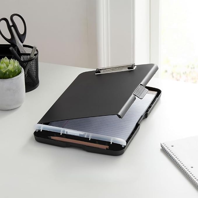 1InTheOffice Clipboard with Storage Box, Plastic Storage Clipboard, Black 2 Pack