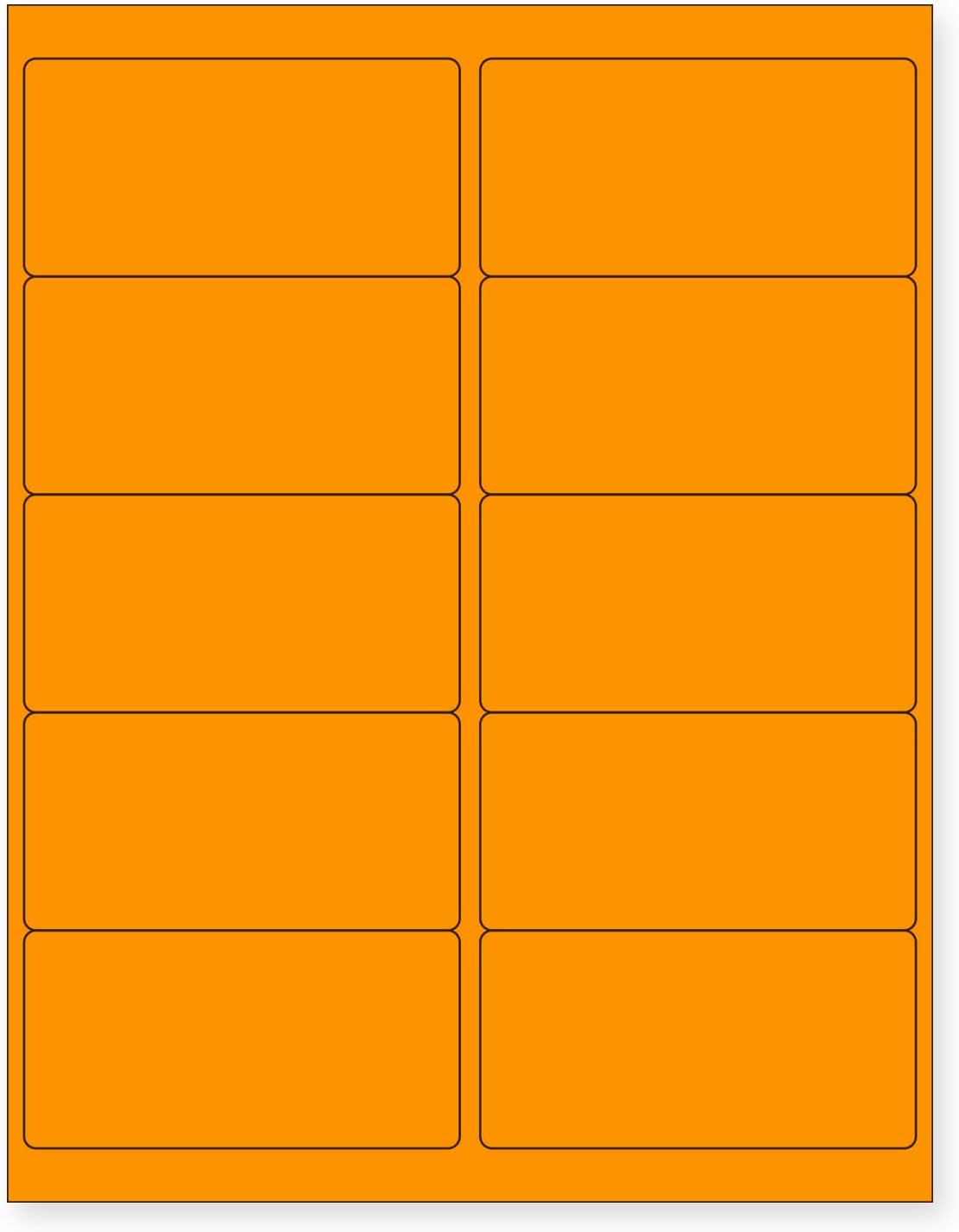 NextDayLabels - 8-1/2 x 11 Neon Color High Light Fluorescent Labels for Laser & Inkjet Printer (Orange Fluorescent, 4 x 2-10 Per Page | 250 Labels)