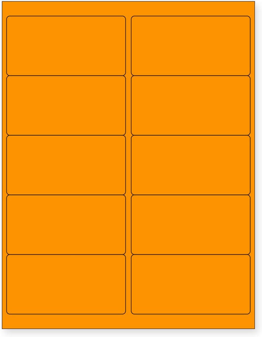 NextDayLabels - 8-1/2 x 11 Neon Color High Light Fluorescent Labels for Laser & Inkjet Printer (Orange Fluorescent, 4 x 2-10 Per Page | 250 Labels)