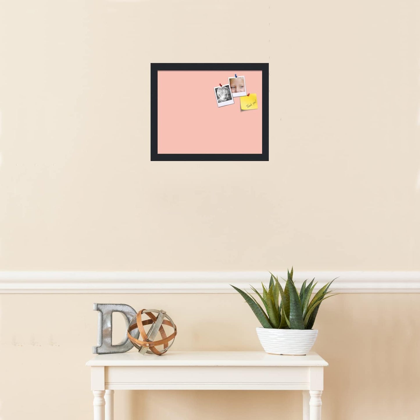 PinPix 15x12 Inch Cork Bulletin Board. This Decorative Framed Pin Board Comes with Pink Pastel Design and a Satin Black Frame. Ideal for Home Office Decor or Message Board (PinPix-1813)