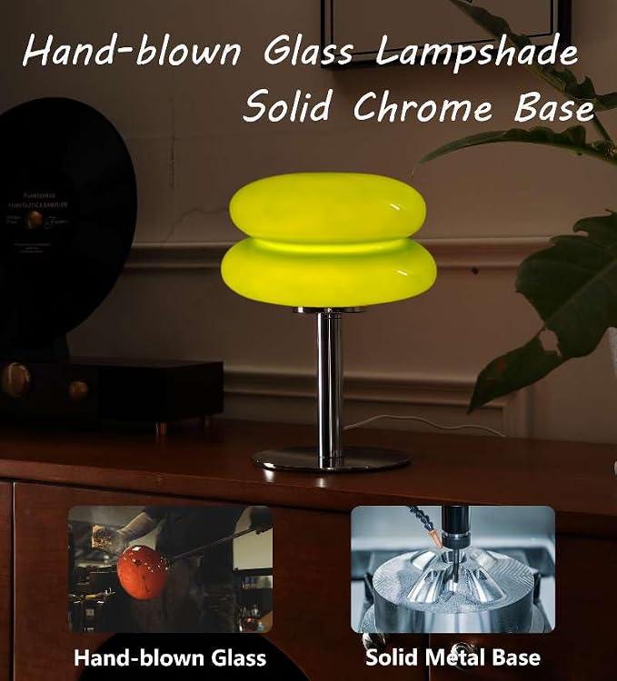 Glivpny Mushroom Table Lamp, Mid Century Modern Decor Lamp (Green) | Cool Desk Lamps for Bedroom,Vintage Dimmable Bedside Small Cute Lamps, House Warming Gifts New Home Decor