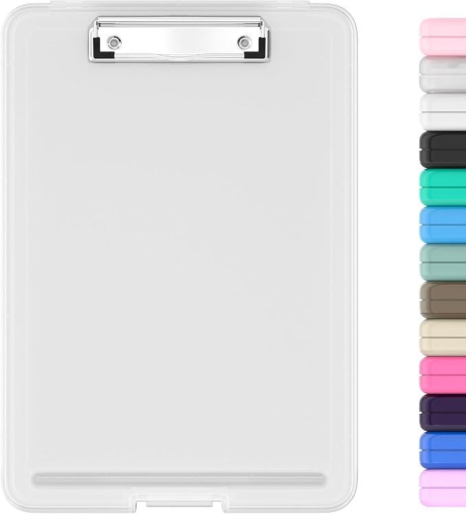 Hongri Clipboard with Storage, 8.5 x 11 Clip Board Foldable, White | Bottom Opening, Size 13.4 x 9.4 X 0.9 in for Nurses, Teacher, Students, Classroom, School & Office Supplies