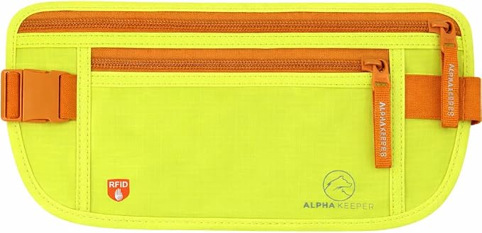 Alpha Keeper Money Belt for Travel Hidden Under Clothes – RFID Blocking Passport Holder & Slim Waist Wallet Pouch for Women & Men, Anti-Theft Travel Accessories