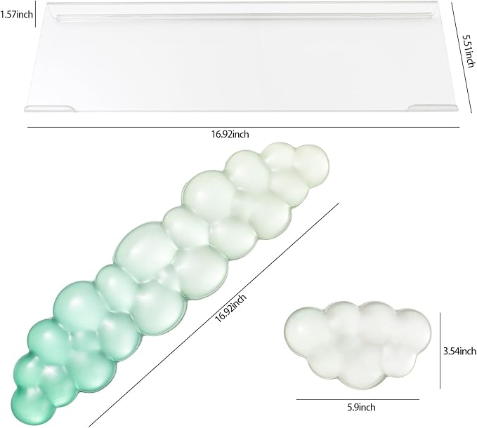 Cloud Gel Wrist Rest for Computer Keyboard and Mouse - Acrylic Keyboard Stand for Desk, Ergonomic Keyboard Riser with Wrist Rest Support for Mouse
