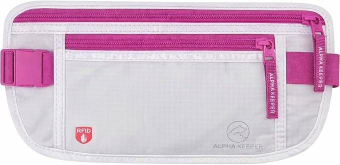 Alpha Keeper Money Belt for Travel Hidden Under Clothes – RFID Blocking Passport Holder & Slim Waist Wallet Pouch for Women & Men, Anti-Theft Travel Accessories