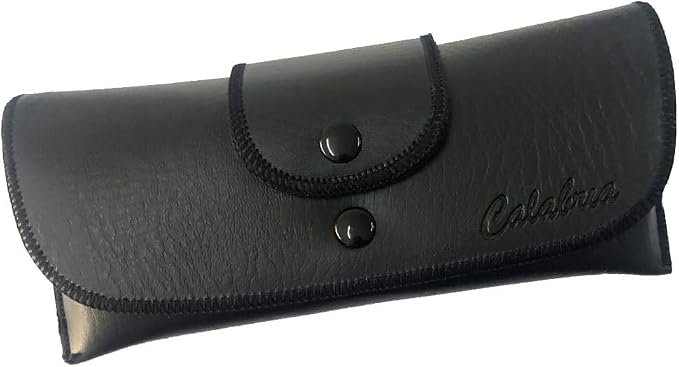 Calabria Double Snap Belt Loop Eyeglass Case PU Leather Black 3Pack Old School Eye Glasses Pouch Semi-Hard Sunglass Holder
