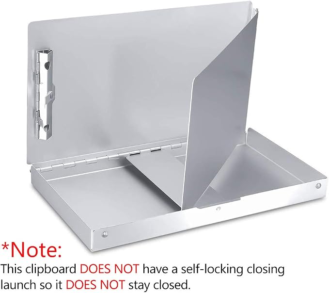 Small Aluminum Clipboard with Storage (Memo Size), 6 x 10.2 Inches, Recycled Metal Snapak Form Holder Binder with Inside Serrated Clip Posse Box, Perfect for Truck Driver, Fits Half Letter Size Paper